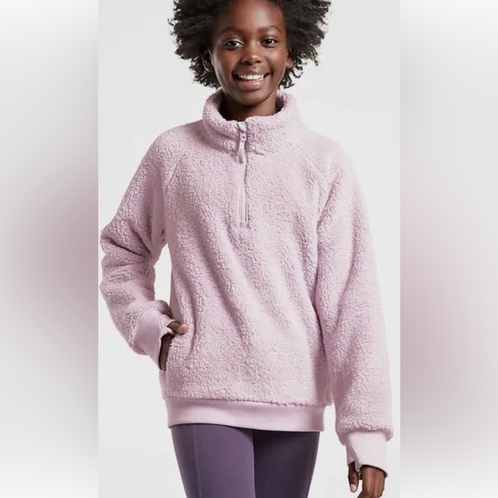 Athleta girl so snug sherpa half zip size medium 8/10